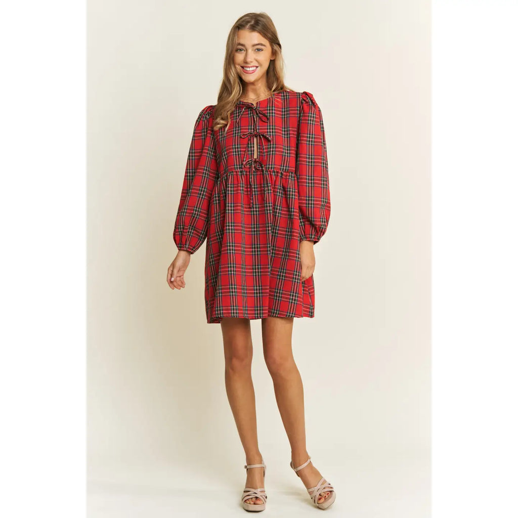 Holiday Plaid Babydoll Dress