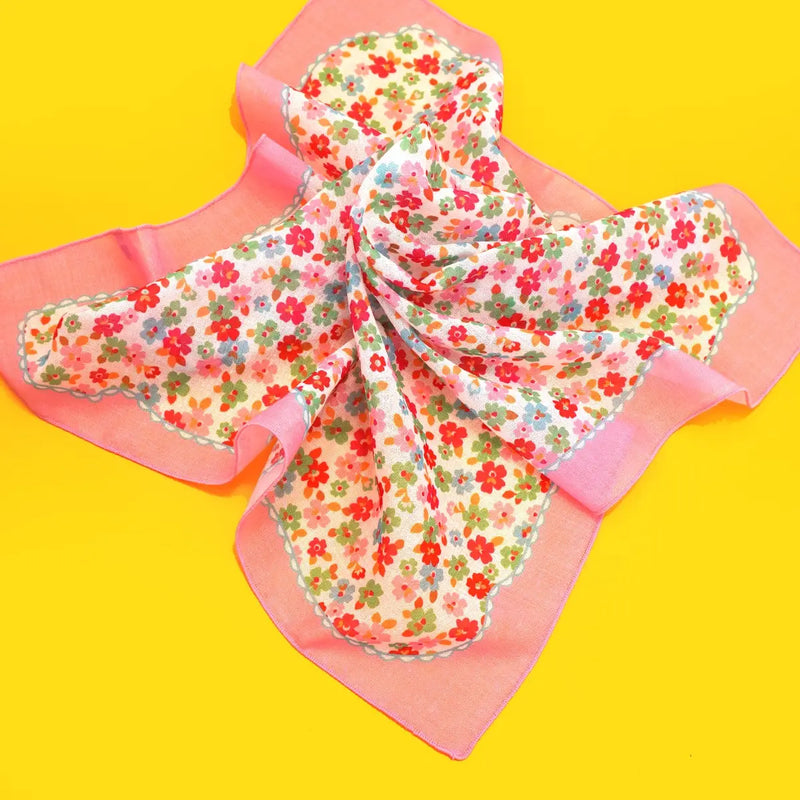 Ditsy Print Silky Bandana Scarf