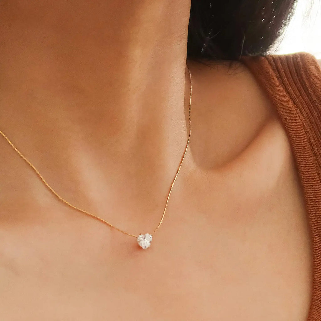 Bonnie 18K Non-Tarnish Petite Heart CZ Gold Necklace