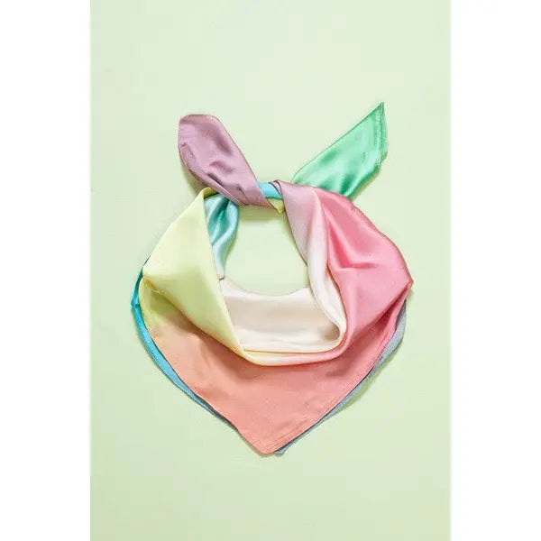 Ombre Color Print Silky Bandana Scarf