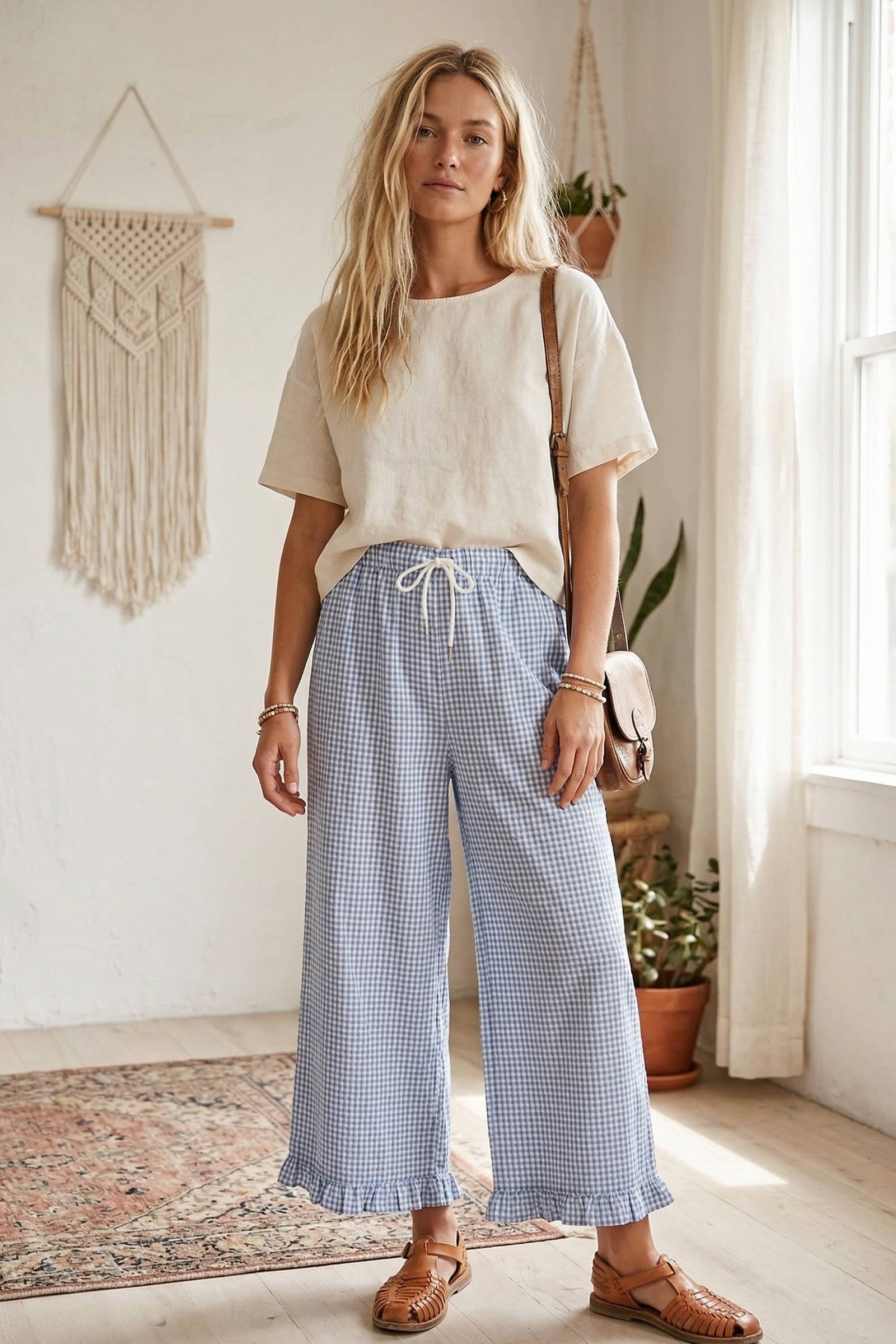 Checkered Gingham Fully Lined Pants in Navy – Polka Dots Boutique