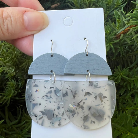 Acrylic Ocean Trapezoid Handmade Earrings