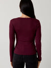 Courtney V-Neck Front Hook & Eye Top in Maroon
