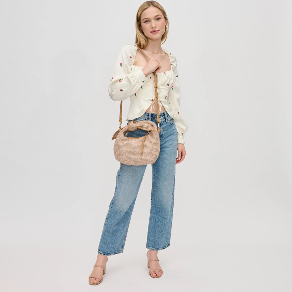 Paloma Knot Straw Crossbody in Tan by Urban Expressions