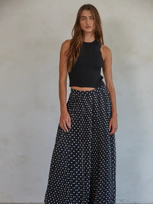 Charla Polka Dot Pleated Chiffon Wide Leg Pant By Together