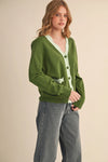Esme Scalloped Sweater Cardigan in Moss Blue
