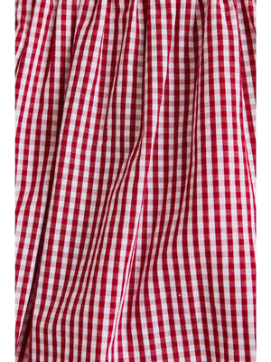 Shayla Shoulder Tie Bubble Hem Top in Red-White Gingham