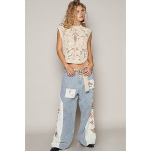 Tracie Floral Print Crochet Casual Jeans by POL