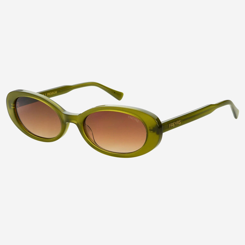 Freyrs Eyewear Mimi Acetate Oval Sunglasses in Olive
