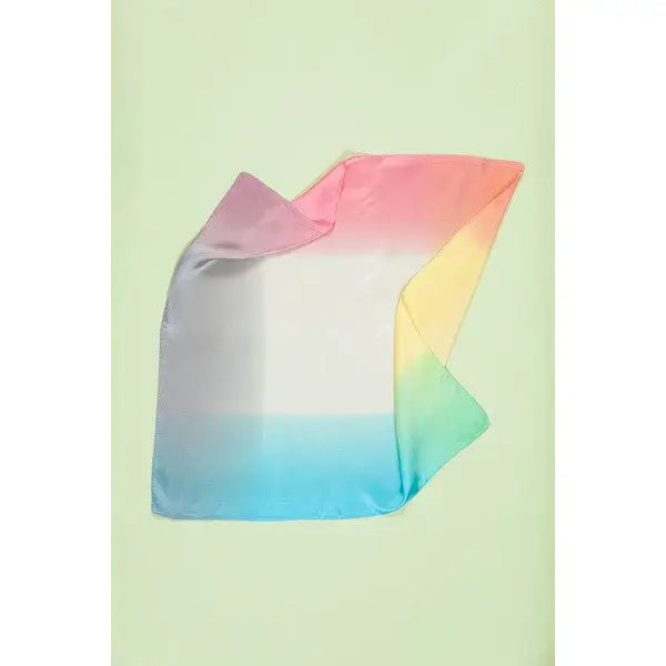 Ombre Color Print Silky Bandana Scarf