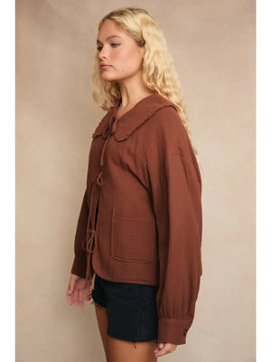 Liddy Collared Front Tie Gauze Jacket by Le Lis