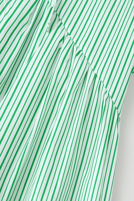 Polly Striped Round Neck Bow Blouse