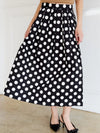 Polka Dot Pleated Circle Midi Skirt