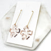 Rose Gold Metal Flower Long Drop Earrings