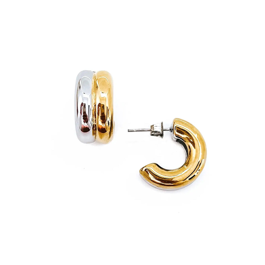 Ebbit Silver and Gold Hoop Earrings by Beljoy