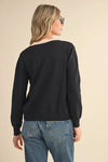 Esme Scalloped Sweater Cardigan in Black Almond