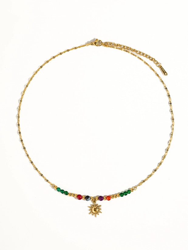 Olimpia 18K Gold Sun Necklace With Beads