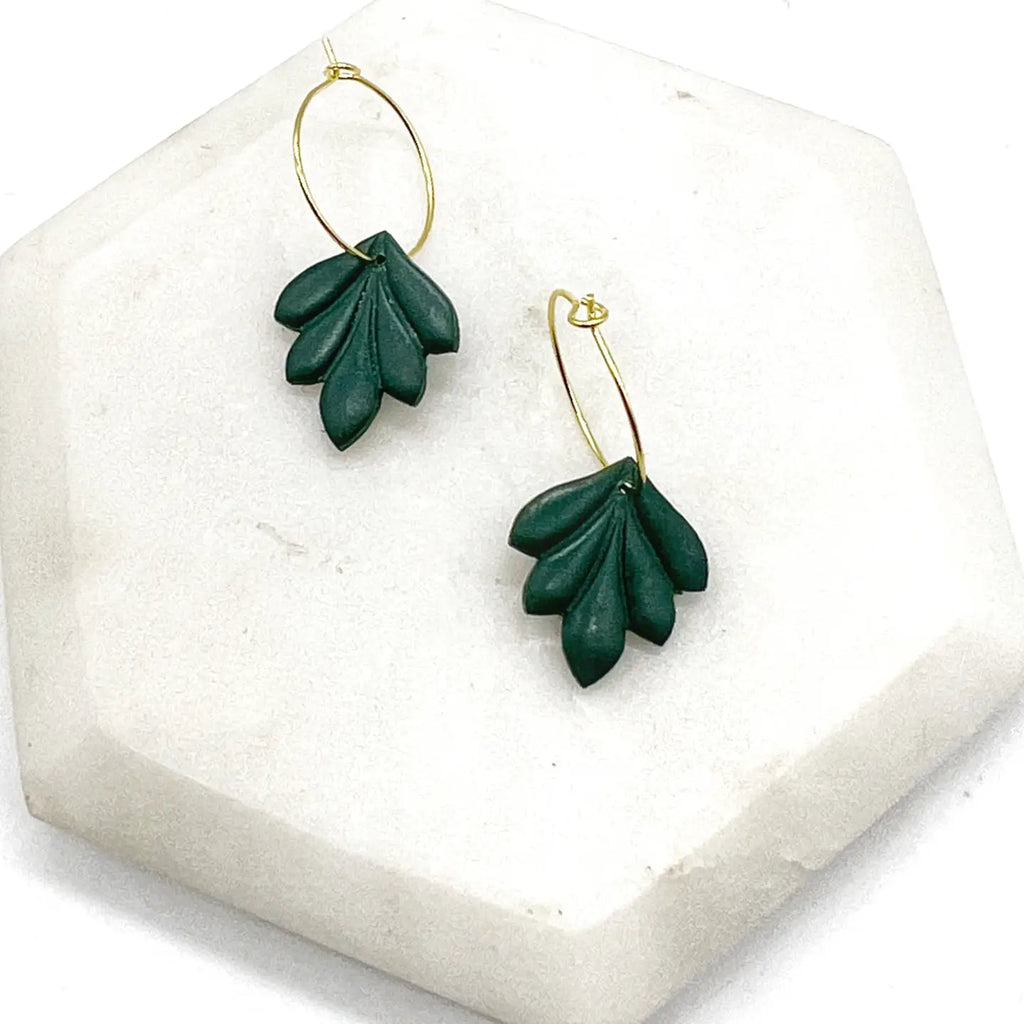 Evergreen Clay Flourish Hoop Earrings