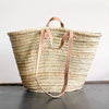 Handmade French Market Straw Bag With Leather Handles