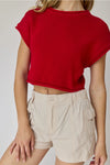 Amy Cropped Cotton Rib Knit Top