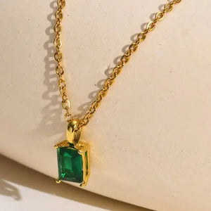 18K Stainless Steel Tarnish Free Glass Necklace