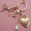 Porcelain Bow Heart & Teddy Bear Pearl Bag Charm