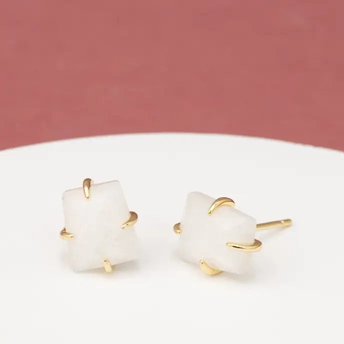 Simple Treasures Studs in White Moonstone by Starfish Project