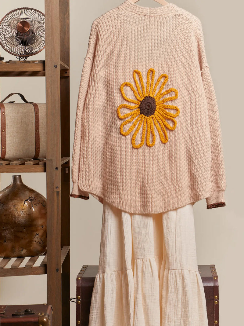 Sunflower Embroidered Cardigan