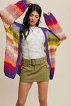 Ellie Rainbow Crochet Open Cardigan in Rainbow Multi