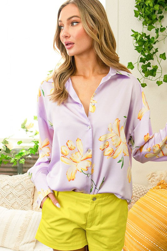 yellow patterned blouse
