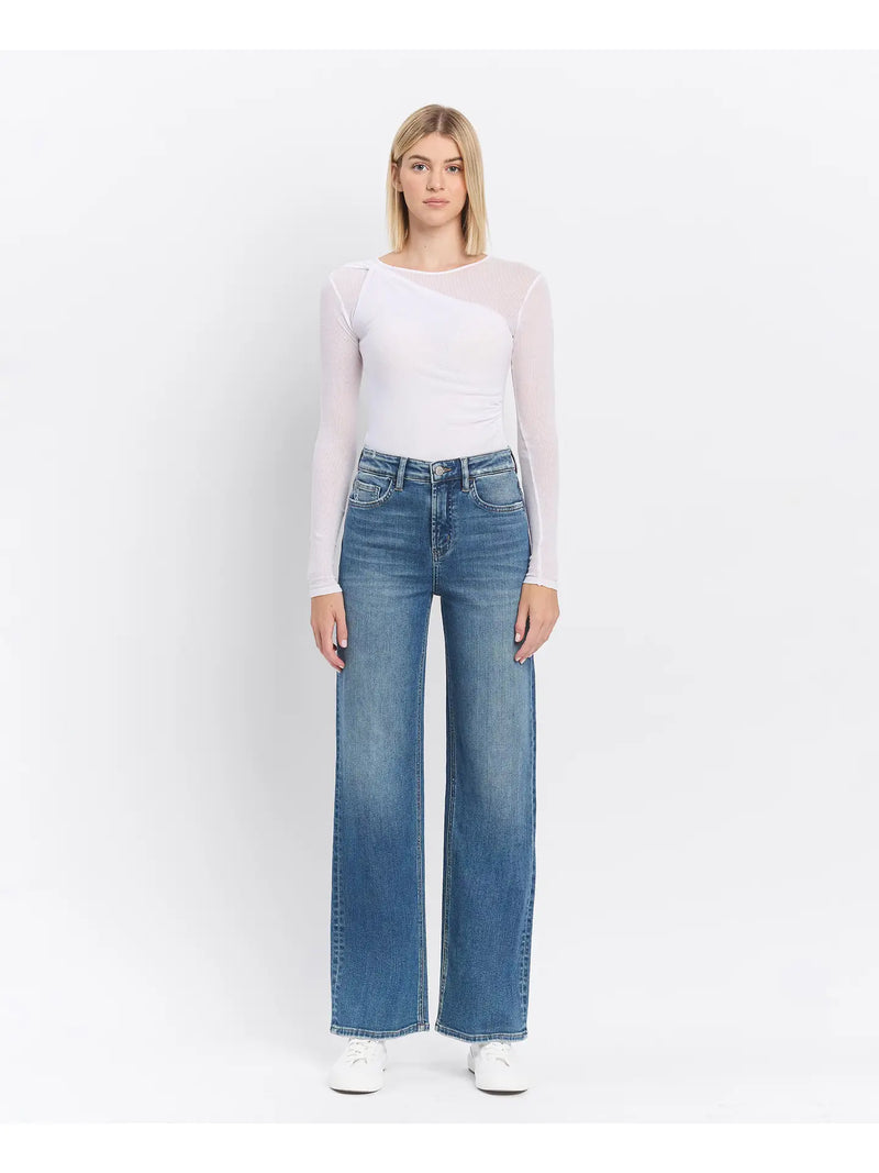 On Target Super High Rise Wide Leg Denim by Flying Monkey