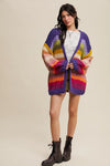 Ellie Rainbow Crochet Open Cardigan in Rainbow Multi