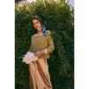 Carrie Soft Button Down Cardigan in Light Olive/Stone