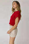 Amy Cropped Cotton Rib Knit Top