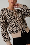Mandy Front Tie Detail Animal Print Cardigan