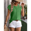 Brooklyn Knit Exposed Seam Short Sleeve Top in Green
