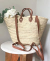 Handmade French Market Basket Backpack With Leather Straps