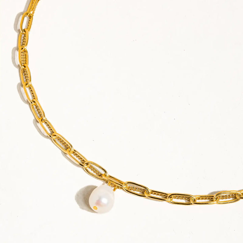 Percy 18K Gold Non-Tarnish Layered Chain Pearl Necklace