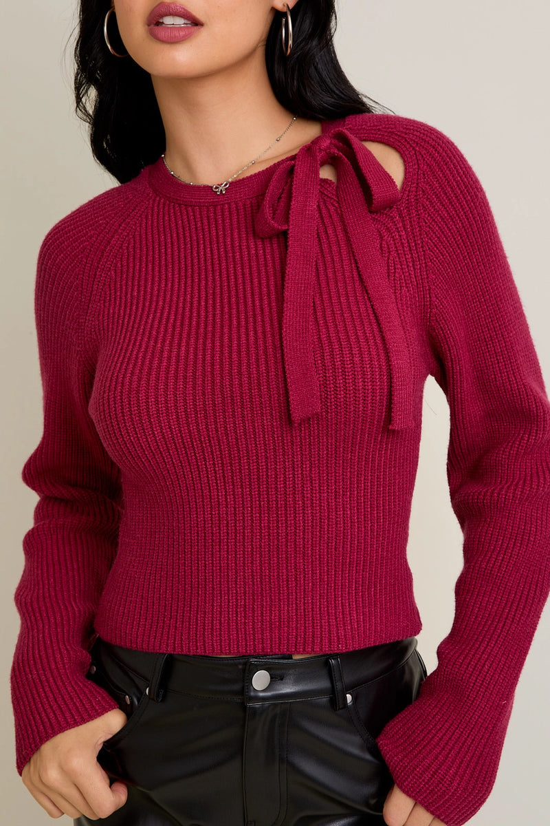 Bow Detail Berry Sweater
