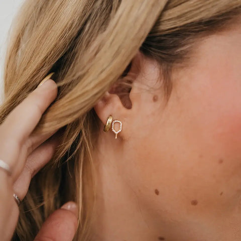 Dotted Huggie Earring in Gold