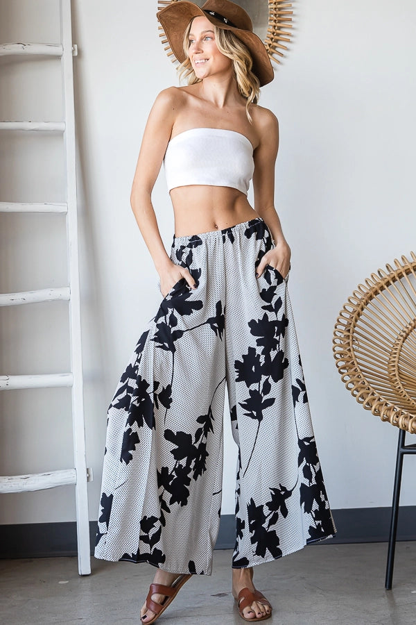 Teresa Floral Print Wide Leg Pants by Bucketlist