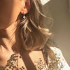 Gold Daisy White Enamel Huggie Earring
