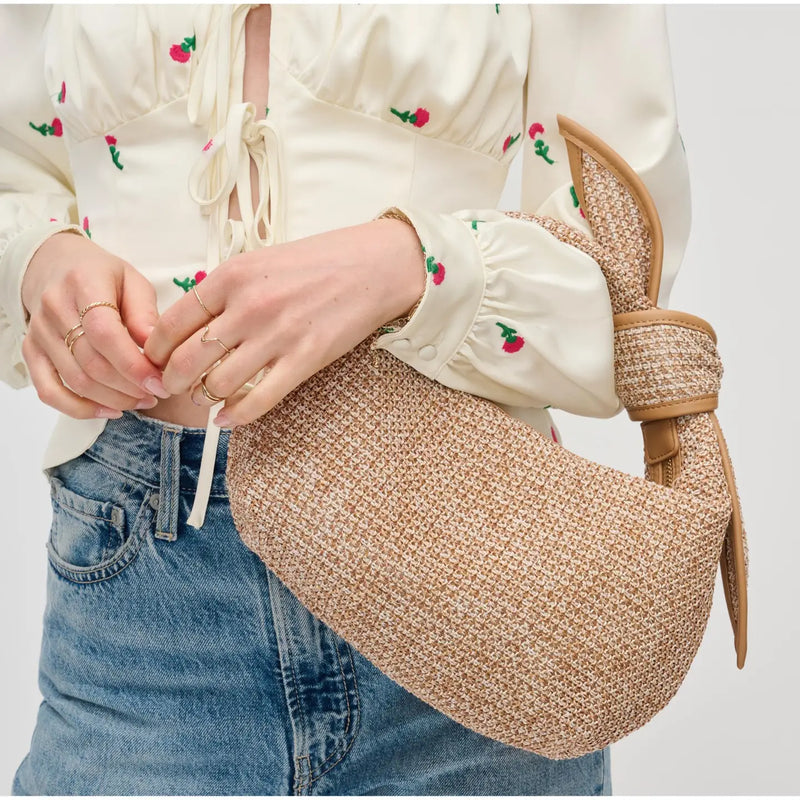 Paloma Knot Straw Crossbody in Tan by Urban Expressions