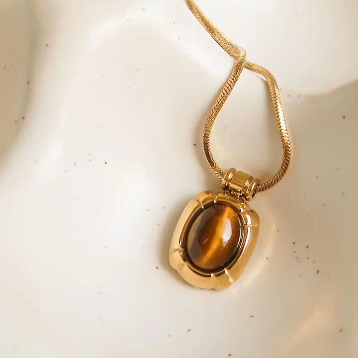 Dax 18K Gold Non-Tarnish Natural Stone Necklaces