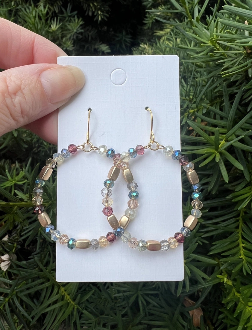 Multi Color Beaded Hoop Handmade Earring