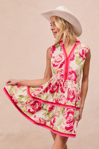 Bethany Floral Print Jacquard Midi Dress With Pockets by In February