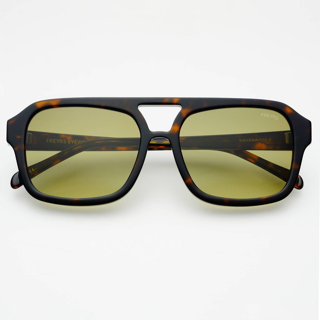 Freyrs Eyewear Havana Acetate Aviator Sunglasses: Dark Tortoise