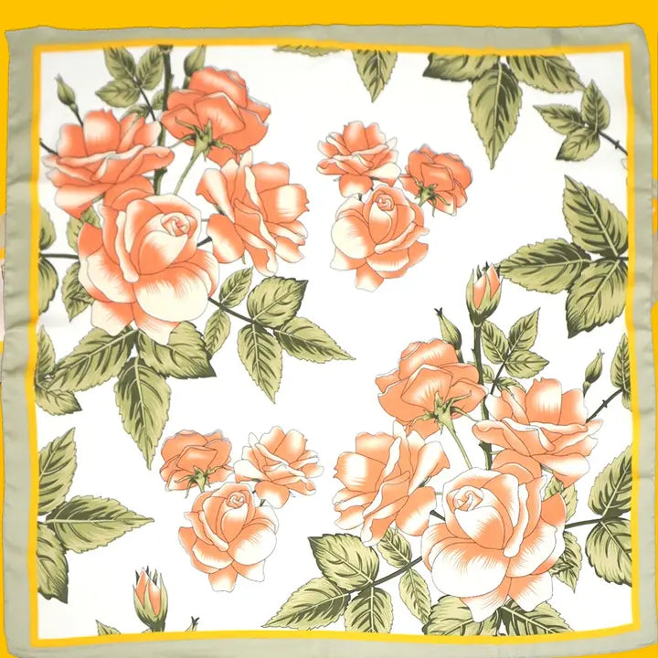 Large Peach Rose Print Bandana Scarf