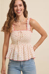 Marcie Button Down Lace Trim Top