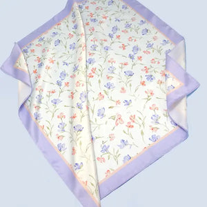 Lavender Floral Silky Bandana Scarf